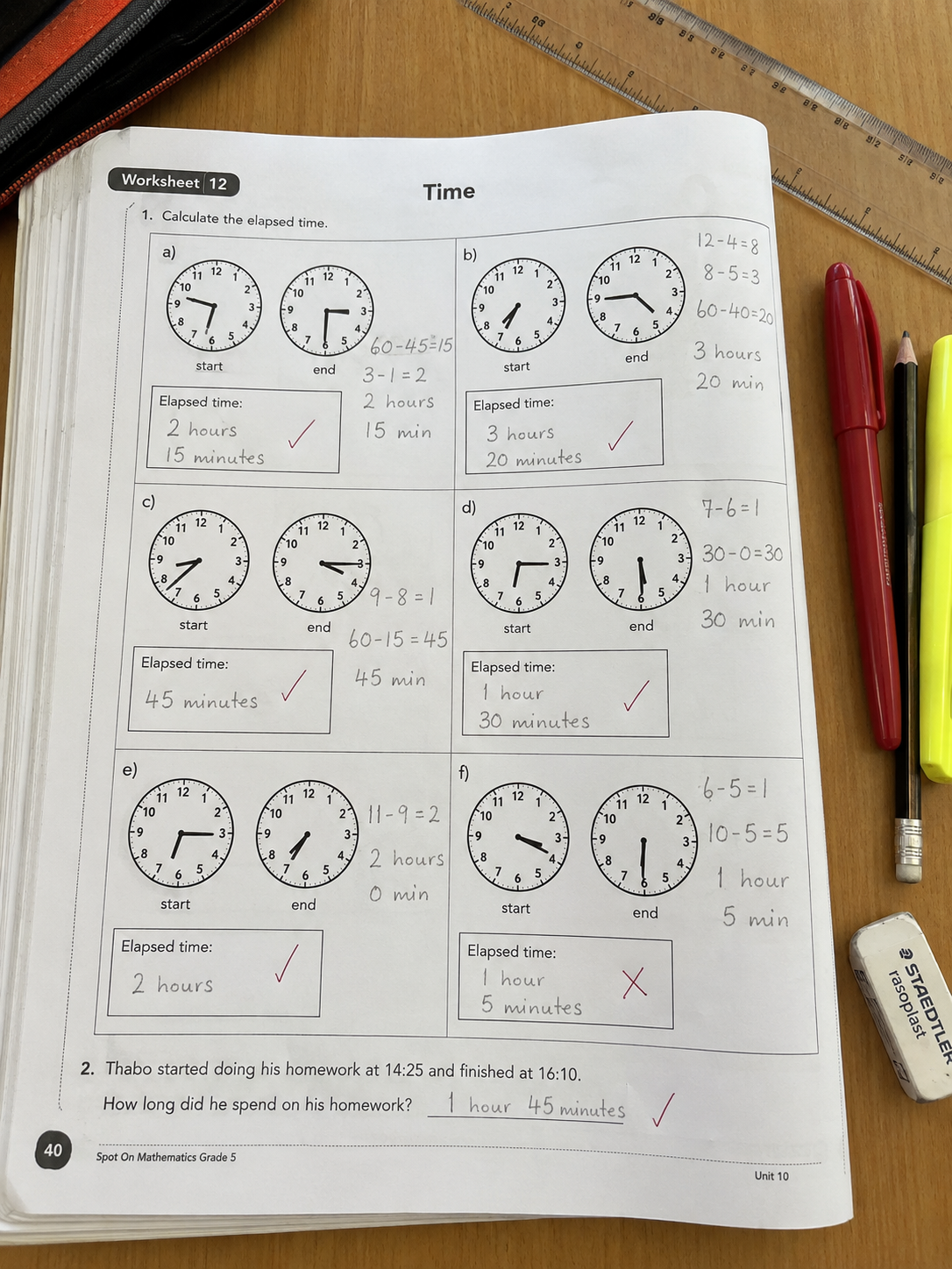 Mathematics elapsed-time work