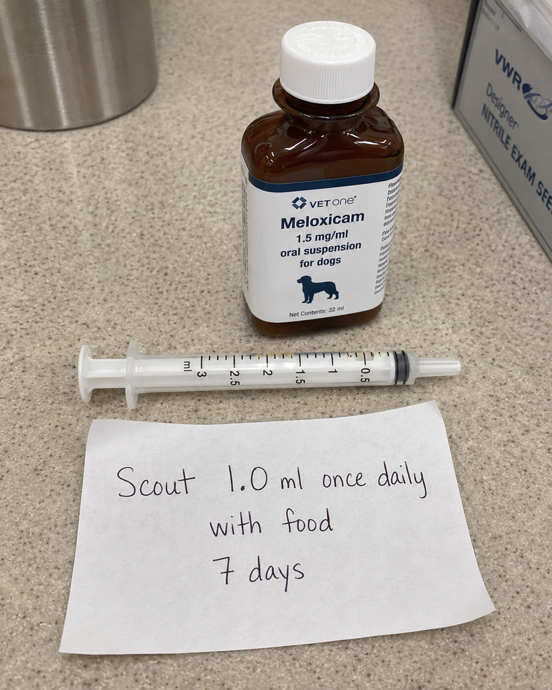 Dispensed meloxicam and dose card